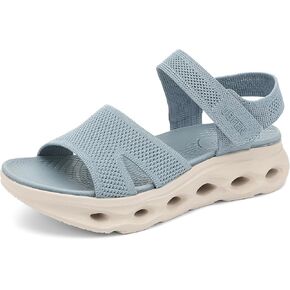 UBFEN Womens Platform Sport Sandals Woven Upper Hook and Loop Strap Non Slip Hollow Cushioned Sole Arch Support Footbed for Walking Hiking Gym Outdoor Comfortable Casual Shoes