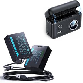 llano 2-Pack NP-W126S USB-C Batteries and 18W Fast Charger Set for Fujifilm X100VI X100V XT30II XM5 XT30 X100F XT3 XT2 XE4 XA7 XE3 X-PRO3 XT2 XT200, 1140mAh Capacity, 1.5H Full Charged