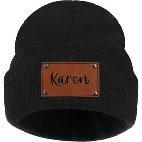 Custom Baby Beanie Hat Newborn Beanies Baby Boy Girl Leather Patch Winter Beanies for Infant Kids Toddler Adults
