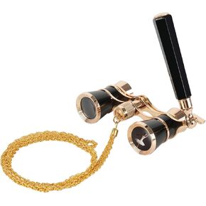 3X25 Opera Glasses for Women with Adjustable Handle & Chain,BK9 Optical Lens, Vintage Compact Mini Theater Binoculars Adults Kids in Opera Musical Concert-Black