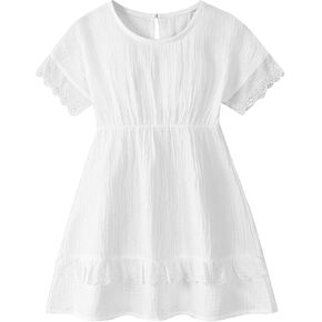 Toddler Girl Summer Dress Short Sleeve Dresses Lace Semi Formal Kids Casual Dress