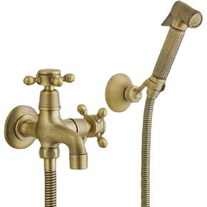 Shower System, Handheld Bidet Sprayer for Toilet Brass Portable Baby Cloth Diaper Sprayer Portable Spray Attachment with Bidet Hose and Bracket, for Feminine Wash, Pet Washing, Brushed Finish