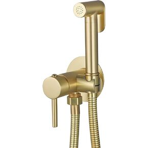 Handheld Bidet Sprayer for Toilet, Baby Cloth Diaper Sprayer Hot and Cold Water Toilet Sprayer Wall Mounted Brass Handheld Sprayer Kit for Personal Hygiene Cleaning,Brushed Gold(Chrome) (Gold)