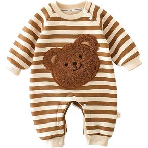Clothes Stripe Bear Jumpsuit Spring Outfit Long Sleeves Bodysuits For Baby Girls Boys Unisex Infant Coveralls Baby Su