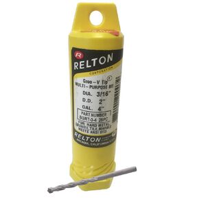 Relton GRT-3-4 Straight-Shank Masonry/Granite Drill Bit 3/16" x 4" (25 Pack) | Made in USA | Porcelain Drill Bit