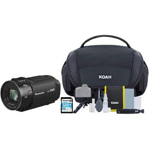 Panasonic V900 Full HD Camcorder 24x Optical Zoom (Black) Bundle with Nostrand Avenue Camera System Gadget Bag and 128GB SDXC Canvas Go Plus 170MBPS Read Memory Card (3 Items)