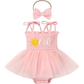 Baby Girls 1st Birthday Outfit Spaghetti Straps Romper Tutu Tutu Tutu عقال واحد
