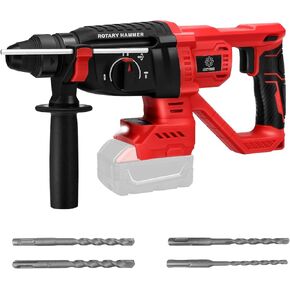 Cordless Rotary Hammer Drill for Milwaukee M18 18V Battery, Brushless SDS Plus Hammer Drill, 1600 RPM, 4 Modes, 3 Joules Impact Energy, with 360°Auxiliary Handle, Including 4 Drill Bits (No Battery)