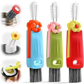 3 in 1 Cup Lid Cleaning Brush Set, Multifunctional Water Bottle Cleaner Brushes, Portable Travel Bottle Cleaning Brush for Gap Tight Spaces Cover Crevice Home Kitchen Cleaning Tools (3 Pack)
