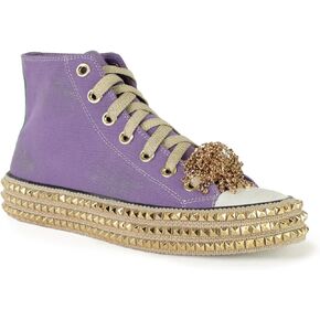 Womens High-Top Canvas Sneakers Studded Rhinestone Side Shoes Lace Up Fashion Shoes Casual Platform Ankle Boots