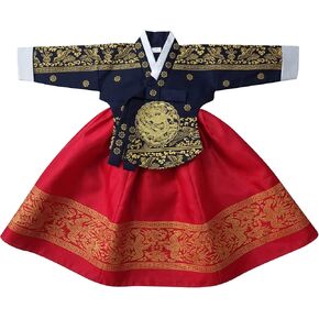 Korean Baby Girl Hanbok for 100days~15y/o Navy Red Foil Girl Kids Hanbok