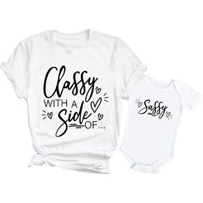 Classy and Sassy Mother-Daughter Tshirts - Funny Matching Mama & Mini Mommy Outfits for Newborn Baby Girl - Trendy Mother's Day Gift
