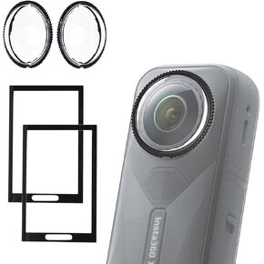 Lens Guard Screen Protector Film Kit Compatible with Insta360 X5, Premium Tempered Glass Protective Accessories Kit for Insta360 X5, Premium Lens Guard + 2 Screen Protector for Insta 360 X5