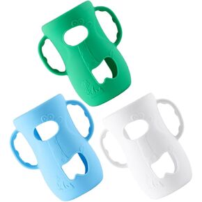 Toyvian 3pcs Bottle Silicone with Handles Protective Sleeves for Breakage Prevention Cute and Vibrant Colors for Boy Girl and Newborns Easy to Protectors