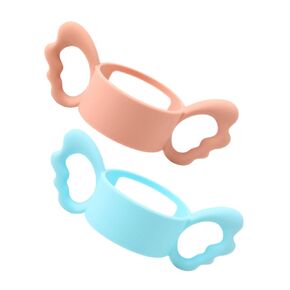 Kisangel 2Pcs Bottle Grip Handles Ergonomic Silicone Wide Mouth Nursing Bottle Accessories for Boy Girl Adorable Wing Shape Design Durable Non Slip