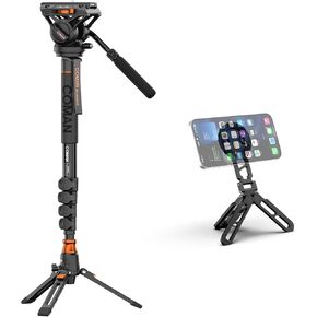 COMAN KX3232Q6 Monopod with Feet + DP55 Magnetic Pocket Phone Tripod Stand