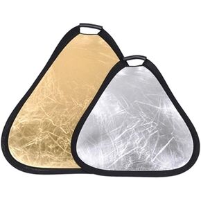 REFLEX CAMERA 2-in-1 Triangle Photography Reflector 30cm (11.8in) | Silver/Gold Reflective Surfaces | Single-Hand Grip | Portable Durable Light Reflector with Carrying Case (30cm (11.8in))