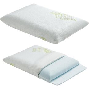 Toddler Pillow, Adjustable Memory Foam Small Pillow for Toddler 2 Years & Above, 13" x 18" Mini Size for Kid Sleeping, Napping or Traveling, Washable No Zipper Pillowcase, Green