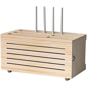 Wireless WiFi Router Storage Box Room Wall-Mounted Set Top Box Solid Material Wireless Router WiFi Storage Box Storage and Finishing Wire Box Desktop(Varnish Color)