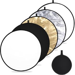 5-in-1 Light Reflector,31.5inches/80cm Reflector Photography Diffuser Collapsible Portable Reflectors for Studio and Outdoor Lighting-Translucent,Gold,Silver,White and Black