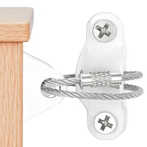 10 Pair Furniture Anchors for Baby Proofing, Stainless Steel Furniture Straps with Anti-Tip Anchors Secure 400 lbs, Protect Baby and Pet from Falling Furniture and Earthquake, White