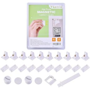 10 Pack Magnetic Cabinet Locks Baby Proofing - Vkania Baby Safety Latches for Drawers and Cabinets -Easy Installation No Drilling