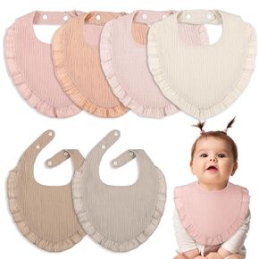 Geyoga 6 Pcs Baby Muslin Bandana Bibs Drool Muslin Baby Bibs Soft Adjustable Absorbent Cotton for Unisex Newborn Boys Girls Teething Drooling