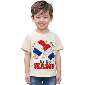 4th of July Shirts Toddler Baby Boys Girls Funny Patriotic T-Shirts Kids USA Flag Independence Short Sleeve Tee Tops