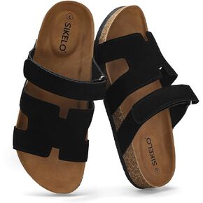 Sikelo Women's Cork's Footbed Slide Slide With Arch Support Comfort Sandal Flat Flat Form