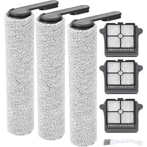 (7pcs) HEPA Filters & Replacement Parts Kit Brush Rollers Compatible Parts Accessories Kit For Tineco Floor ONE S6/S7 Pro Wet Dry Vacuum Cleaner, Replacement Inclue 3 Vacuum Filter, 3 Brush Rollers