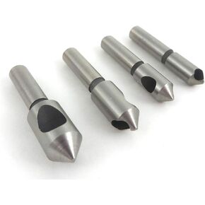 Taytools 467252 4 Piece 82 Degree Single Zero Flute Countersink Chamfering Tool Set in Wooden Box