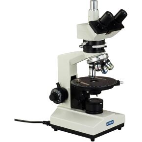 OMAX 40X-1500X Trinocular Polarizing Microscope with Quadruple Nosepiece and Bertrand Lens