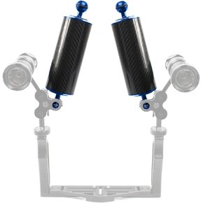 BGNing Carbon Fiber Float Buoyancy Aquatic Arm Dual Ball SLR Camera Diving Extension Tray Compatible with GoPro and Other Action Camera (12inch,Blue)