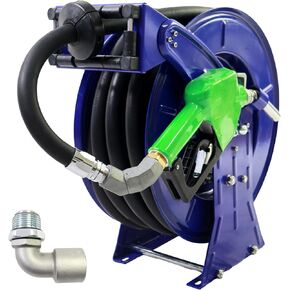 Fuel Hose Reel,Fuel nozzle,3/4" X 50' Retractable Diesel Hose Reel,Heavy-duty Industrial Settings. Max 300 PSI,Spring Rewind Mechanism Ease of Use for Farm Ships Vehicles