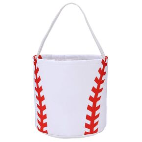 Baseball Basket Easter Baskets for Kids Canvas Easter Egg Hunt Baskets Halloween Trick or Treat Candy Bucket for Halloween Easter