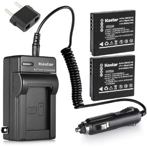بطارية Kastar (2 عبوة) واستبدال الشاحن لـ Panasonic DMW-BCF10 LUMIX DMC-FS12 FS25 FS4 FS42 FS6 FX40 FX48 FX500 FX550 FX580 F2 F3 FH1 FH22 FH3 FT3 FT4 FX TS4