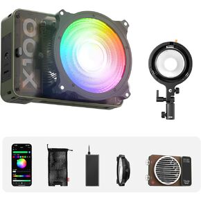 ZHIYUN MOLUS X100 RGB Standard with ZHIYUN Bowens Mount Adapter 100W Video Light [Official] V2 Upgraded Version Professional Photography Light Portable Continuous Output Lighting 2500K~10000K CRI≥95 T