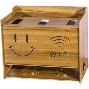 Wireless Router Storage Shelf Wireless Wood Router Storage Shelf Wall-Mounted WiFi Router Storage Box Socket Shielding Wire Finishing Wire Box Floating Shelf (B C)