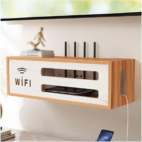 مربع تخزين جهاز التوجيه ， صندوق تخزين WiFi Router ، حامل التوجيه العائم ، رف تخزين الجدار التلفزيوني ، صندوق منظم الكابل ، لغرفة النوم ، غرفة المعيشة (أبيض)