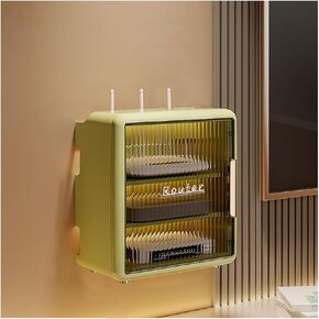 WiFi Router Storage Box Wall Mount, WiFi Cable Box Shelf Cord Cover Organizer, Plastic Wall Mount Hider Cable Storage Box, Power Decor Bracket Box for Set Top Box Data Cable(Green)