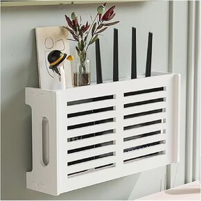 Router Storage Box，WiFi Router Storage Box, Power Strip Protector,Plug Board Storage Shelf, Cable Box, TV Wall Storage Rack,for Bedroom, Living Room(A)