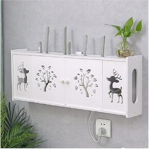 مربع تخزين جهاز التوجيه ， صندوق تخزين WiFi ، صندوق تخزين WiFi Wall Router ، WiFi WiFi Hider Wall Mounted Sheving (White-C)