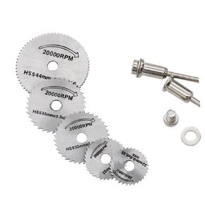 ARTIBETTER 7Pcs Mini Circular Blades Set for Woodworking Ultra Thin Cutting Discs for Rotary Tools Includes Cutting Discs and Mandrels for Metal and Cutting