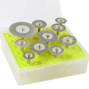 jojofuny 10-in-1 Mini Diamond Cutting Discs Set Grinder Tool for Gemstones Glass
