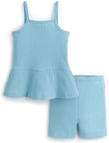 MONICA + ANDY Baby Organic Ribbed Peplum Tank + Short Set in Kuwait