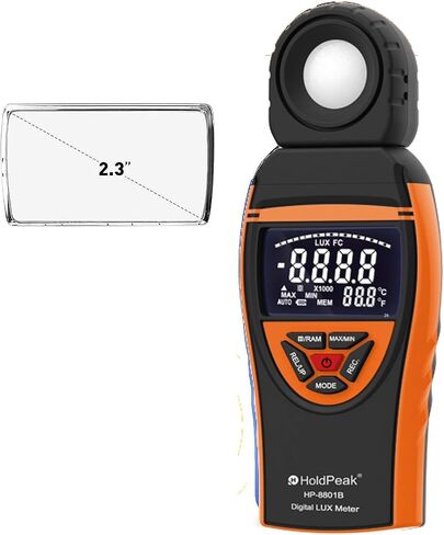 Light Meters, Digital Illuminance Meter,High Accuracy and Fast Response,Light Detector: Used for Light Detection,LCD Display,1-400,000Lux(8801B) in Saudi Arabia
