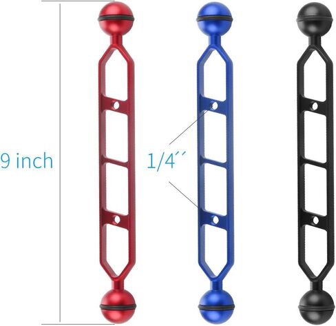 Aluminum Underwater Dual Ball Joint Arm Extender Extension Arm Mount for Hero 13 and Hero All Action Diving Light Camera (Black,9 Inch) in Saudi Arabia
