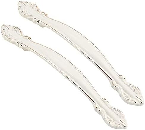 2PCS Vintage Cabinet Handles White Furniture Door Pull Handles Antique Bow Pulls Cabinet Knobs Door Levers Cupboard Door Handles (Hole Distance 128mm) in Saudi Arabia