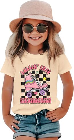 Rollin into Kindergarten Shirt for Baby Girl Roller Skate Tshirt Kids Back to School Outfit First Day of School Tee in Saudi Arabia