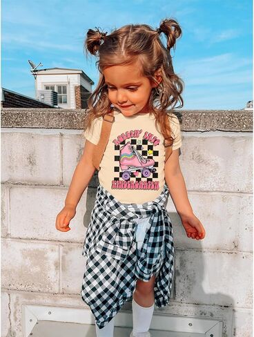 Rollin into Kindergarten Shirt for Baby Girl Roller Skate Tshirt Kids Back to School Outfit First Day of School Tee in Saudi Arabia